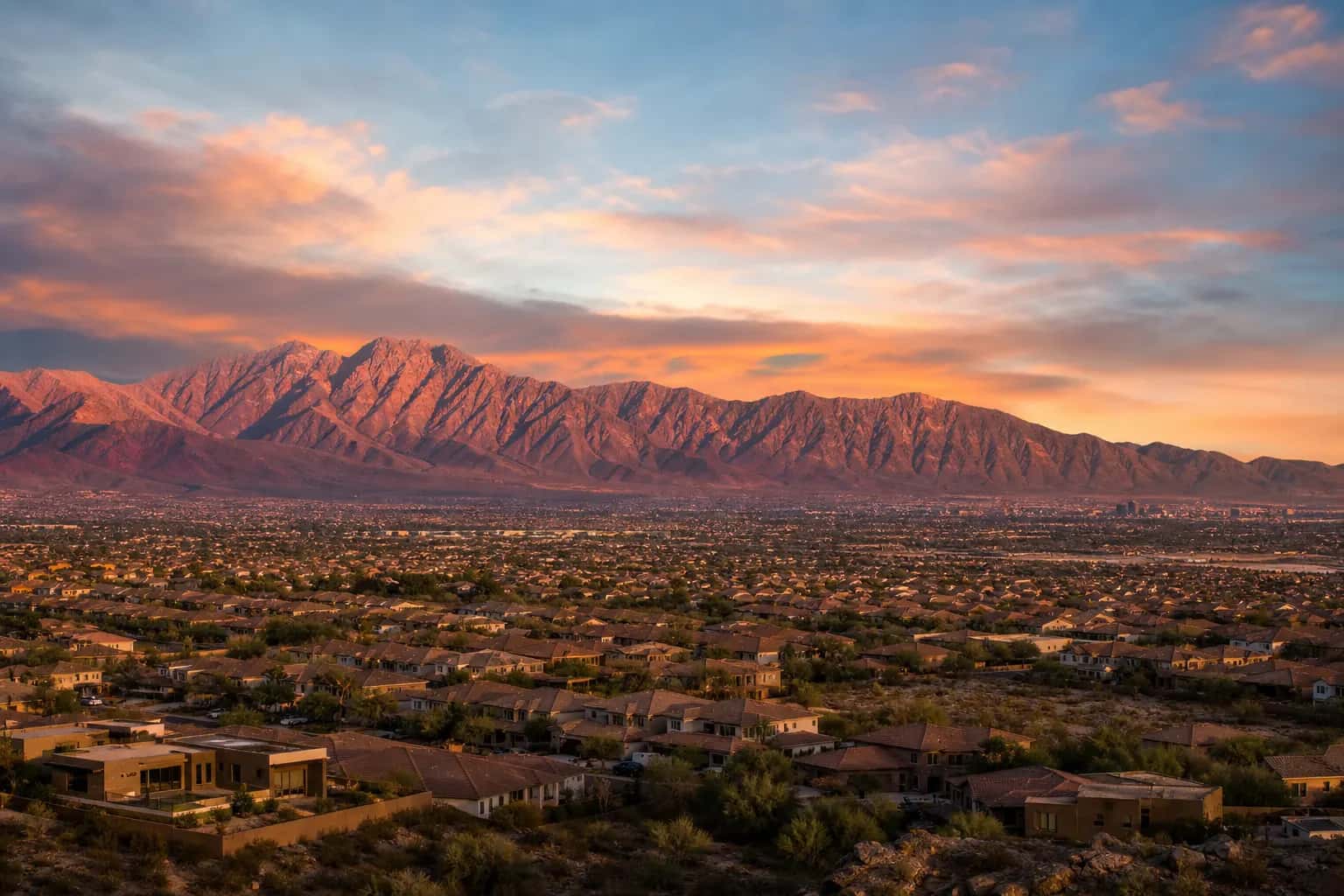 Northwest Las Vegas housing market with Sheep Range backdrop — Iron Mountain Ranch and Centennial Hills area